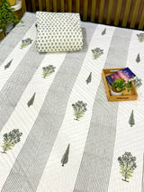 Blockprint Mulmul Reversible Quilt