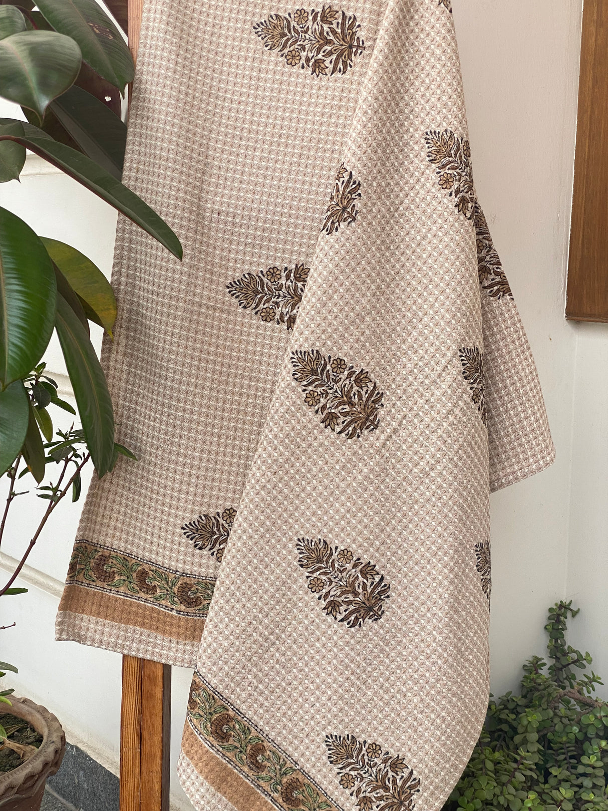 Blockprint Soft Waffle Cotton Towel (60-30 inches)