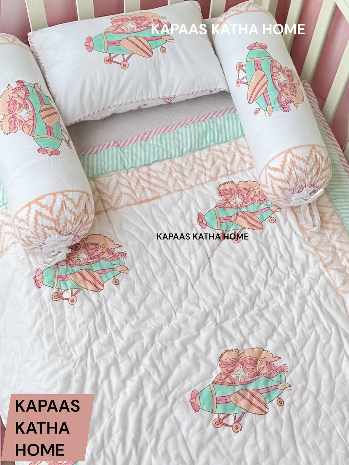 Cute Animals- Baby Cot Bedding (quilt, pillow, bolsters)