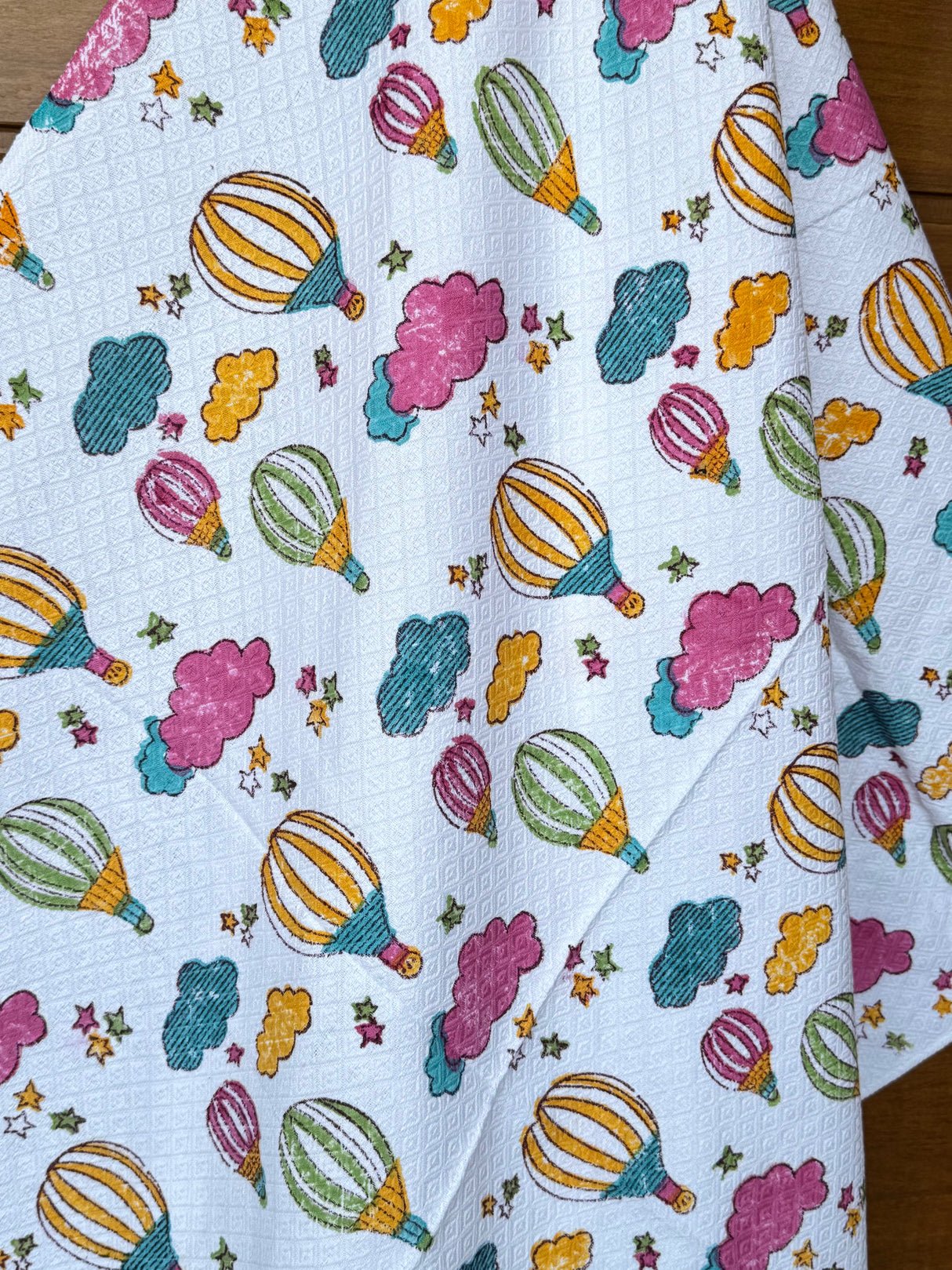 Hot Air Balloon Blockprint Kids Towel – Cotton Jacquard Weave