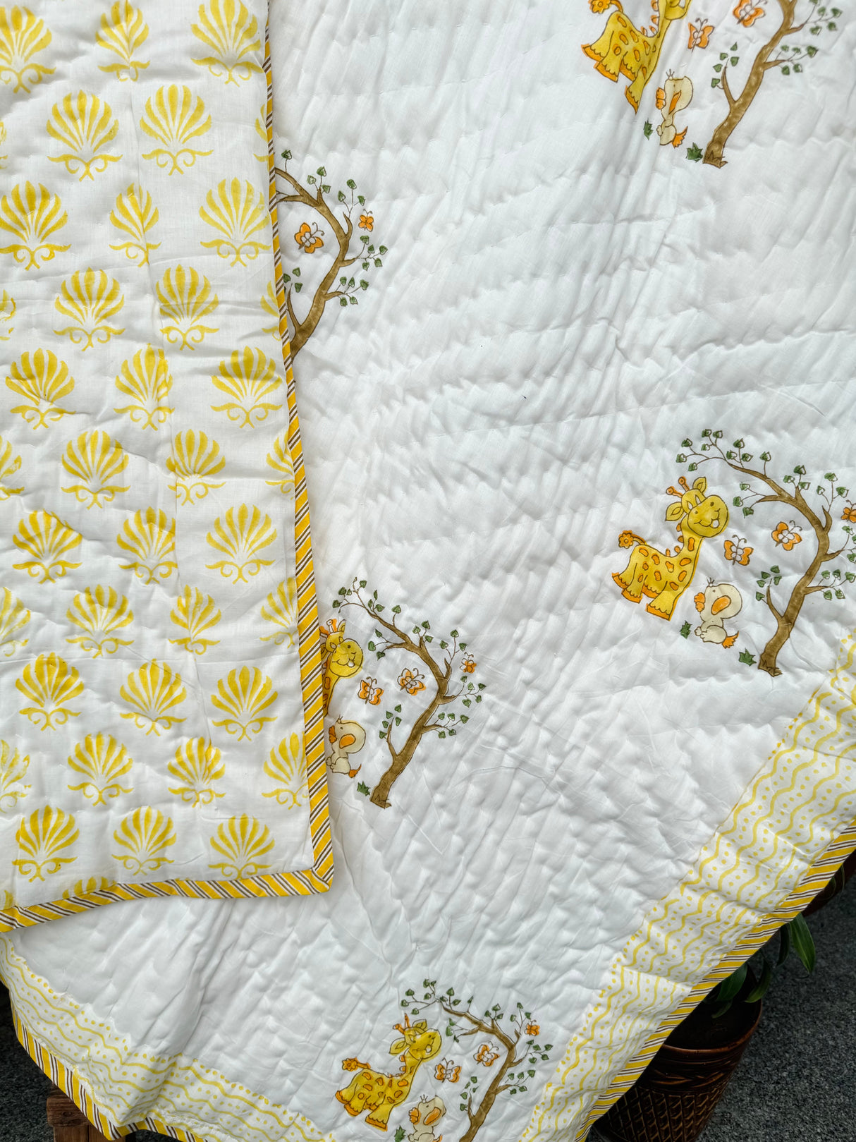 Giraffe Blockprint Kids Quilt