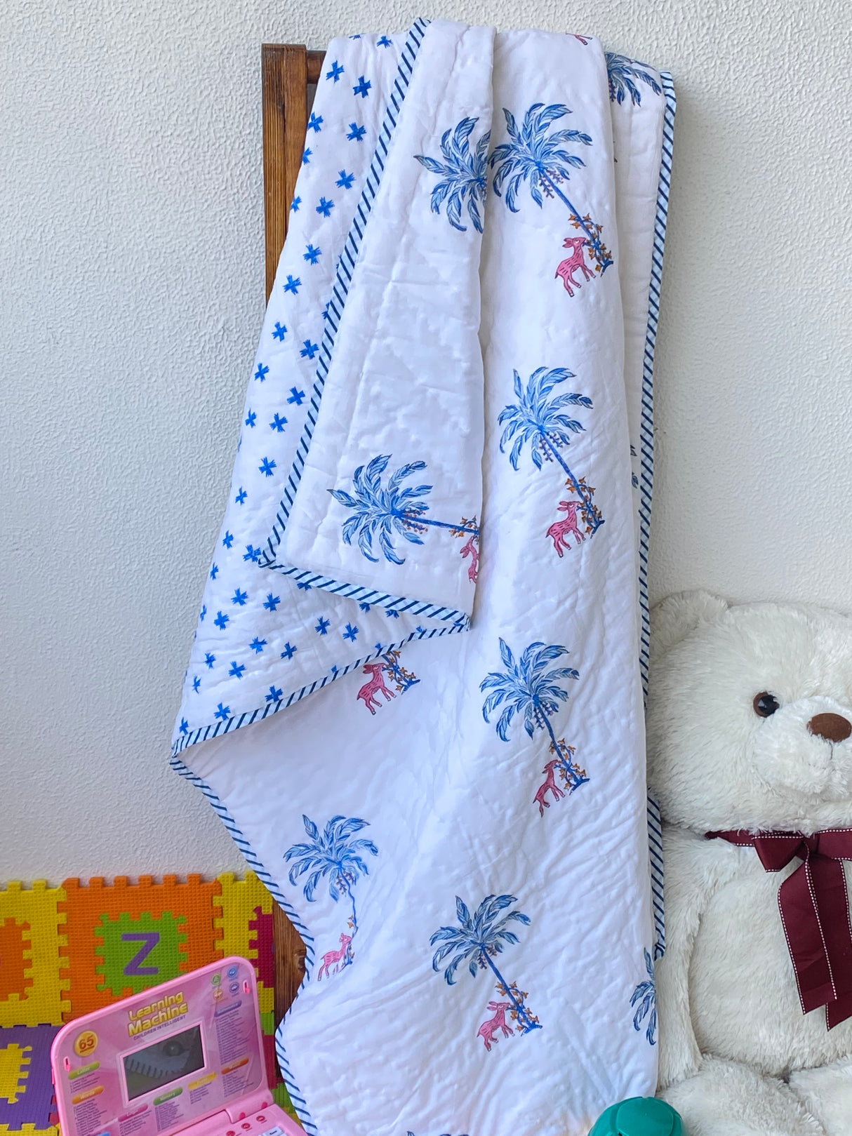 Deer Blockprint Kids Quilt