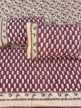 KING Size Quilted Blockprint REVERSIBLE Mulmul Bedcover (108*108 inches)