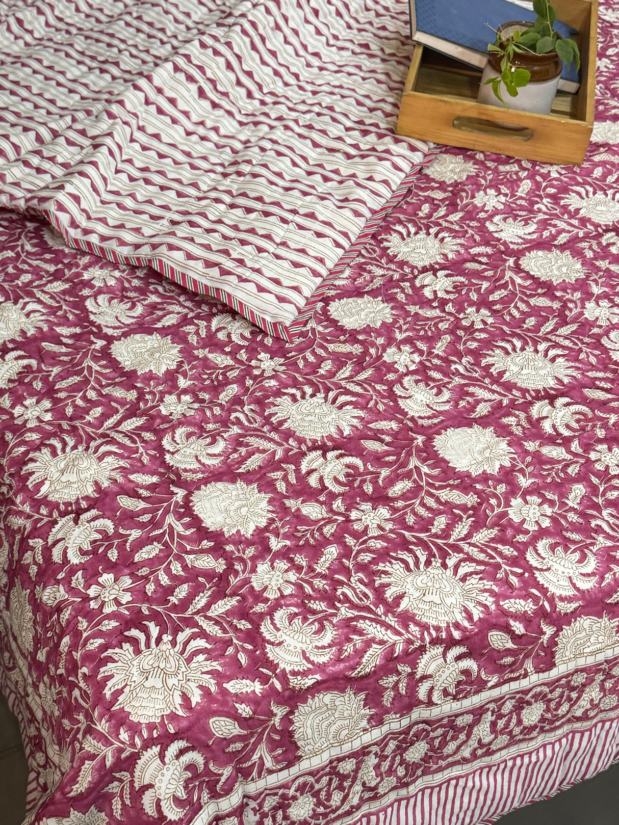 HandBlock Printed Mulmul Reversible Quilt