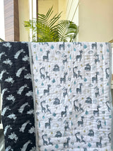 Rabbit Giraffe Blockprint Kids Quilt