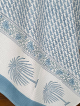 Elephant Blue Blockprint Cotton Towel – Waffle Weave