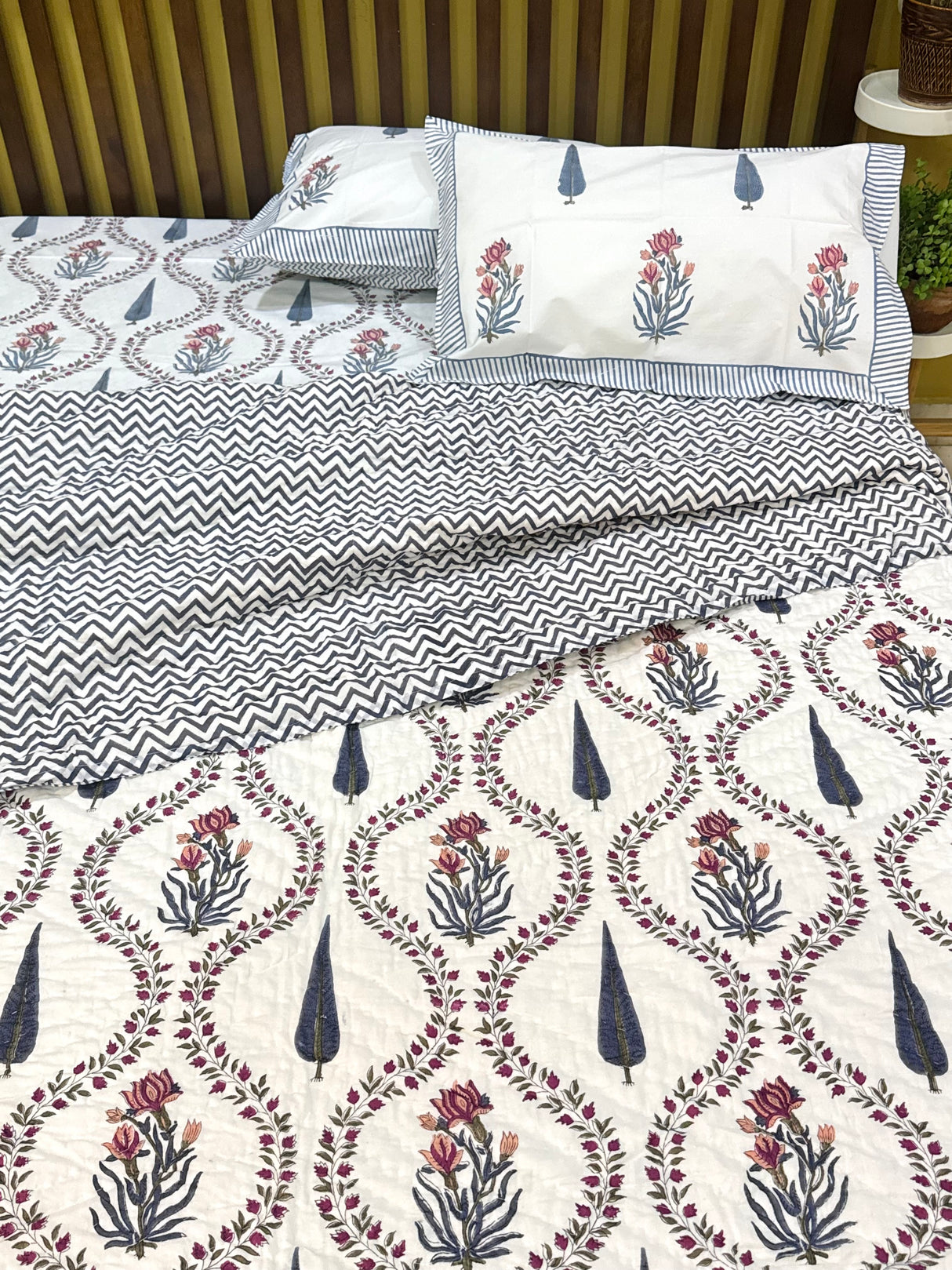 HandBlock Printed Mulmul Reversible Quilt