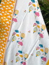 Yellow Hot Air Balloon Layered Kids Blanket