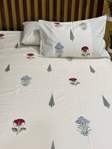 Blockprint Cotton Bedsheet (Light Beige Base Color)