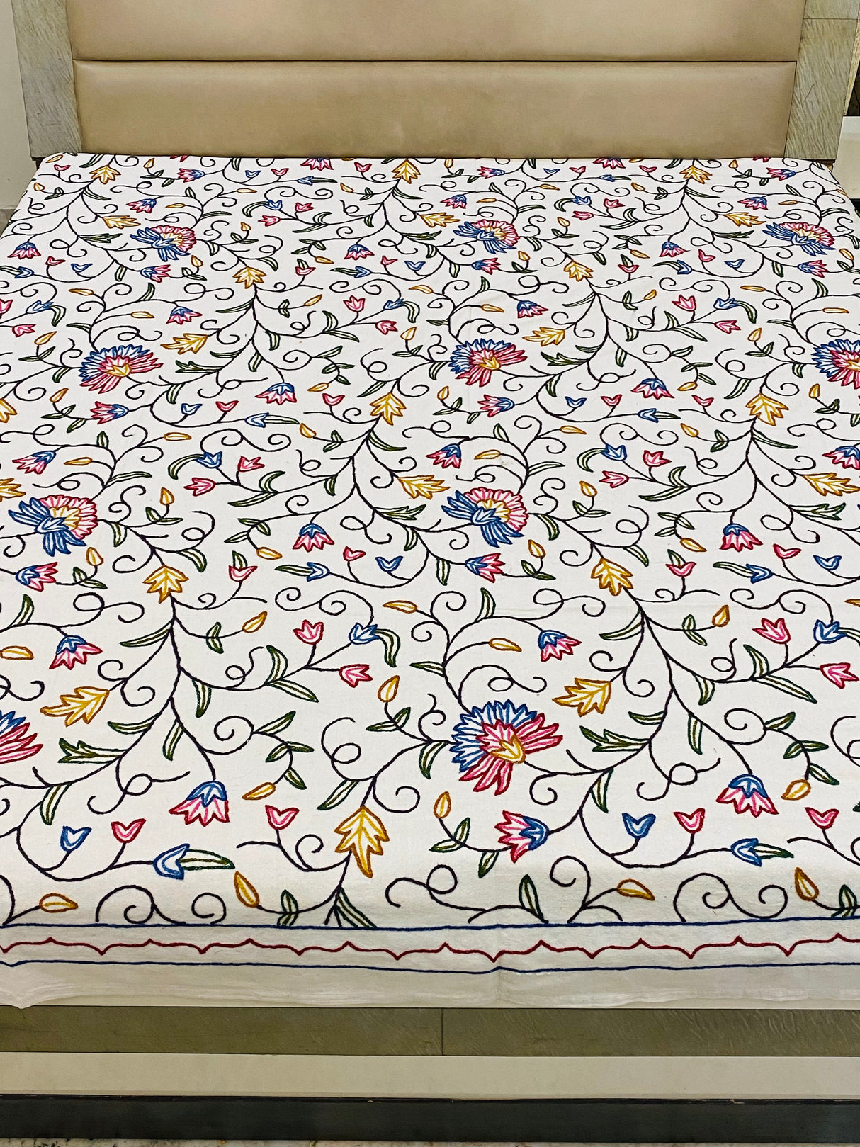 Kashmiri Embroidery Cotton Bedcover