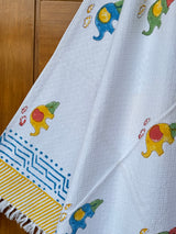 Colorful Elephants Blockprint Kids Towel – Cotton Jacquard Weave