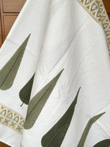 Graceful Grey Blockprint Towel – Waffle Weave