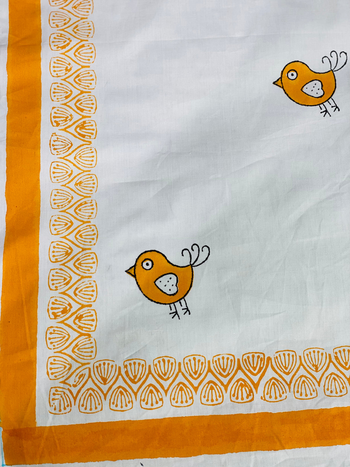 Birds Blockprint Cotton Bedsheet