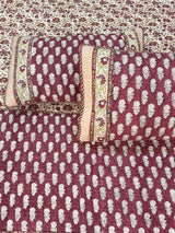 KING Size Quilted Blockprint REVERSIBLE Mulmul Bedcover (108*108 inches)