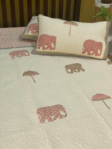 Quilted Blockprint REVERSIBLE Mulmul Bedcover