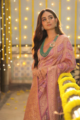 Shade of Mauve Exclusive Handloom Pure Banarsi Silk Bandhani Saree