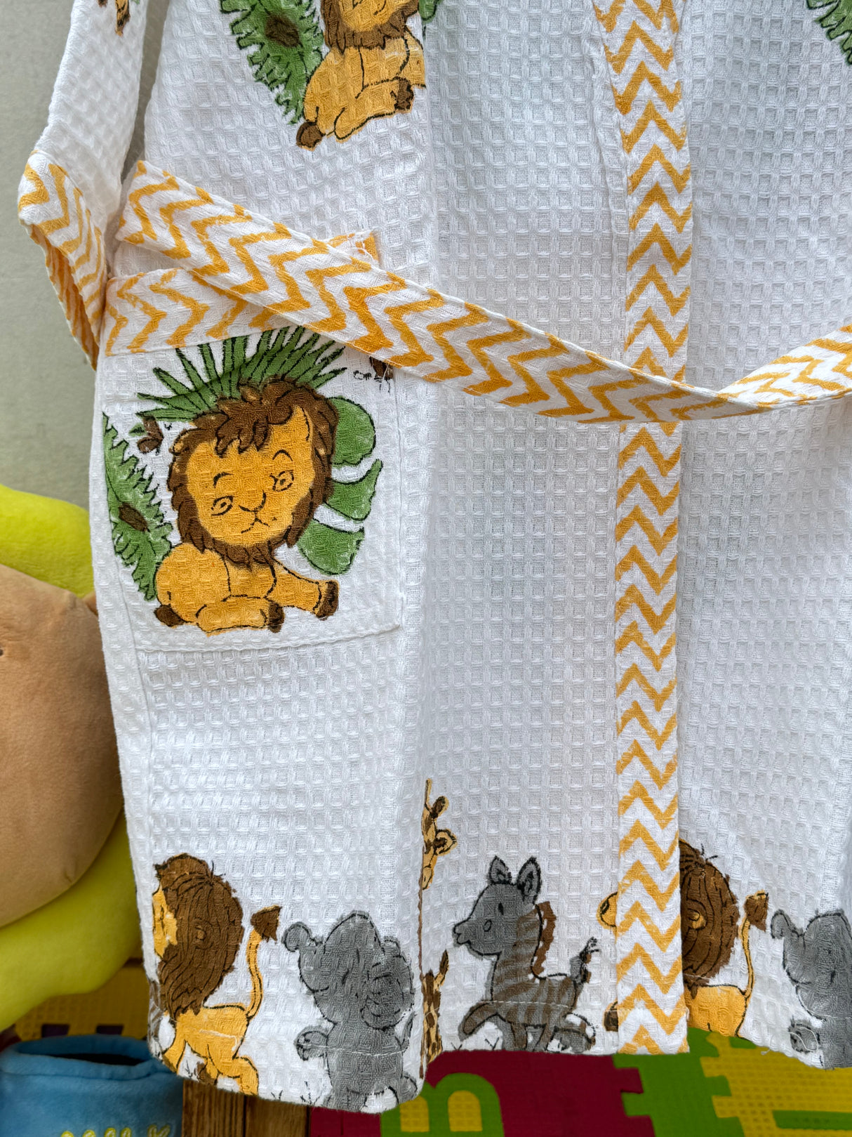 Lion Safari- Kids Cotton Waffle Bathrobe