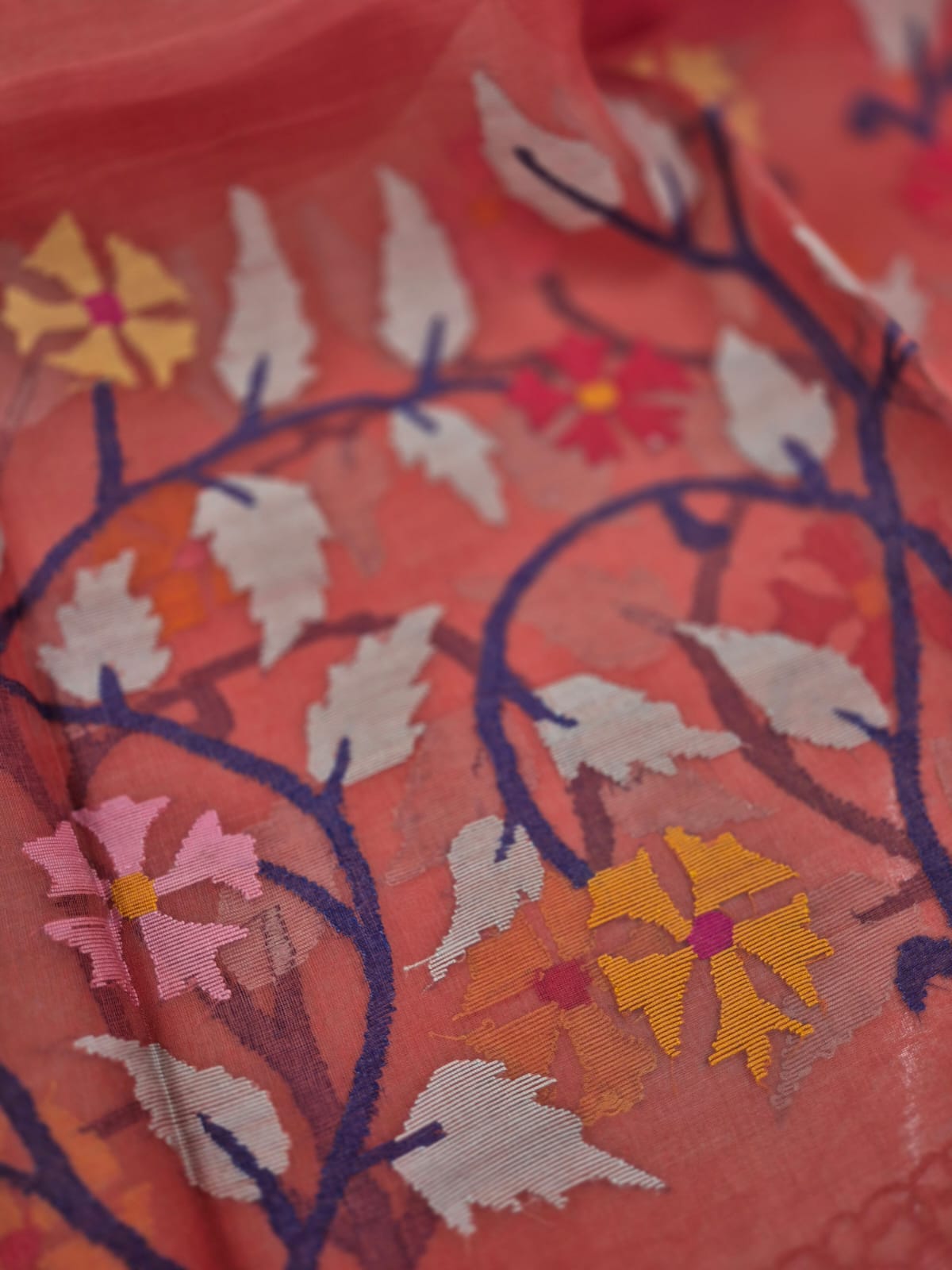 Floral Handloom Muslin Silk Jamdani Dupatta