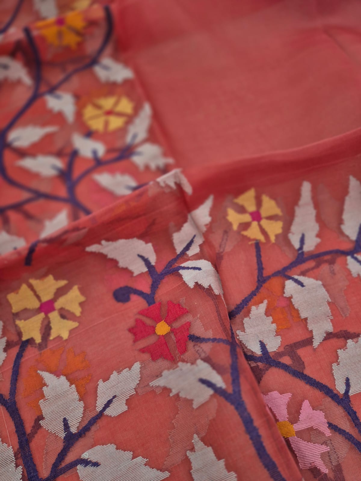Floral Handloom Muslin Silk Jamdani Dupatta