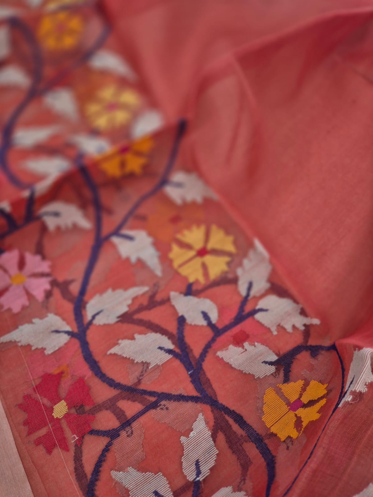 Floral Handloom Muslin Silk Jamdani Dupatta