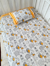 Giraffe Elephant theme cot sheet blockprint jaipur