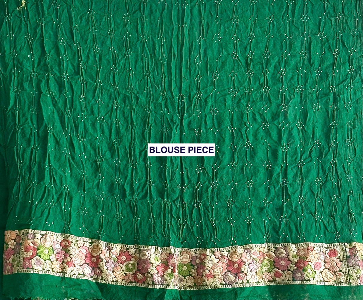 Green blouse piece with floral border 