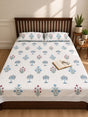 Hand-block printed palm tree cotton bedsheet