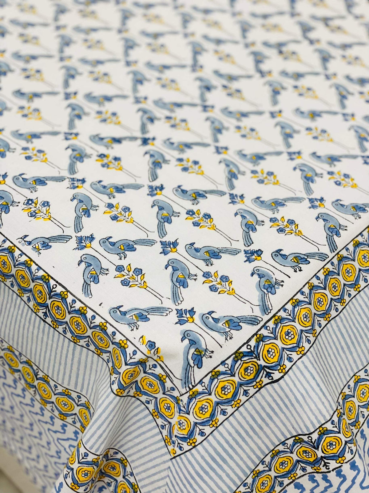 Hand block printed cotton bedding by Jaipur artisans