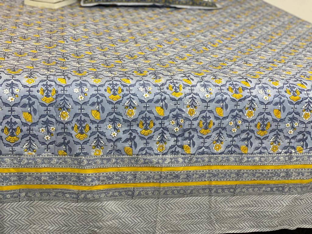 Hand block printed fitted bedsheet crafted by Jaipur artisans