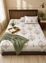 Handblock printed floral cotton bedsheet