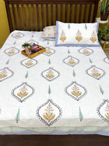 Handmade floral print percale cotton bedsheet
