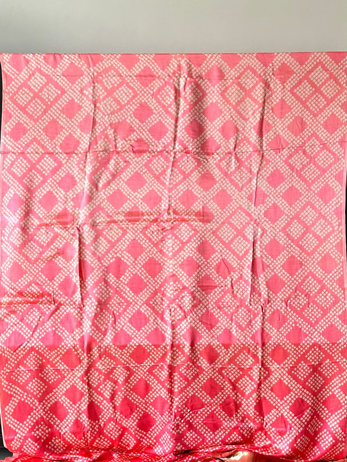 Dual Peach Pure Gajji Silk Bandhani Saree with Gharchola Palla