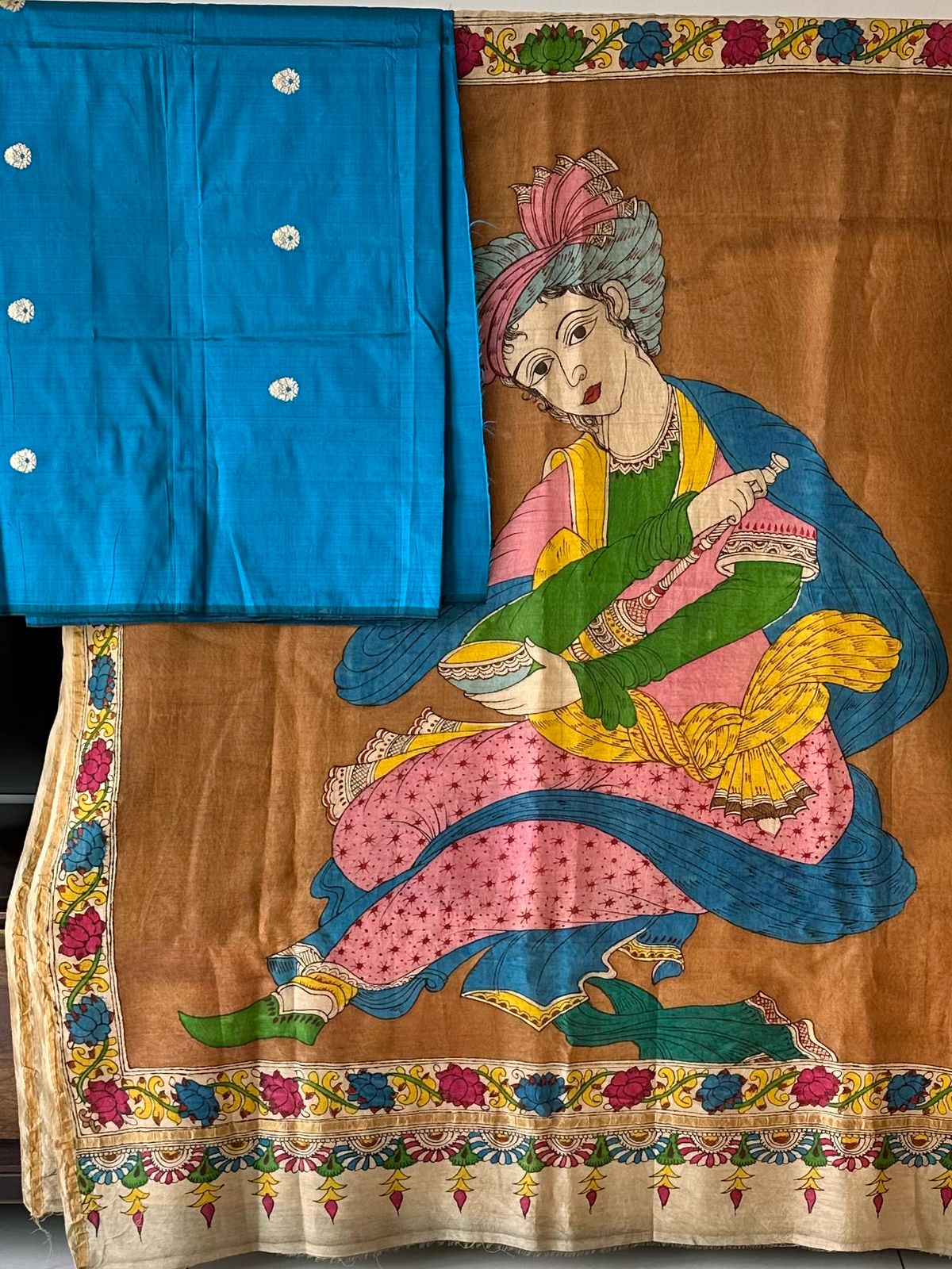 Persian Art Inspired Handloom Chanderi Cotton Silk Kalamkari Saree