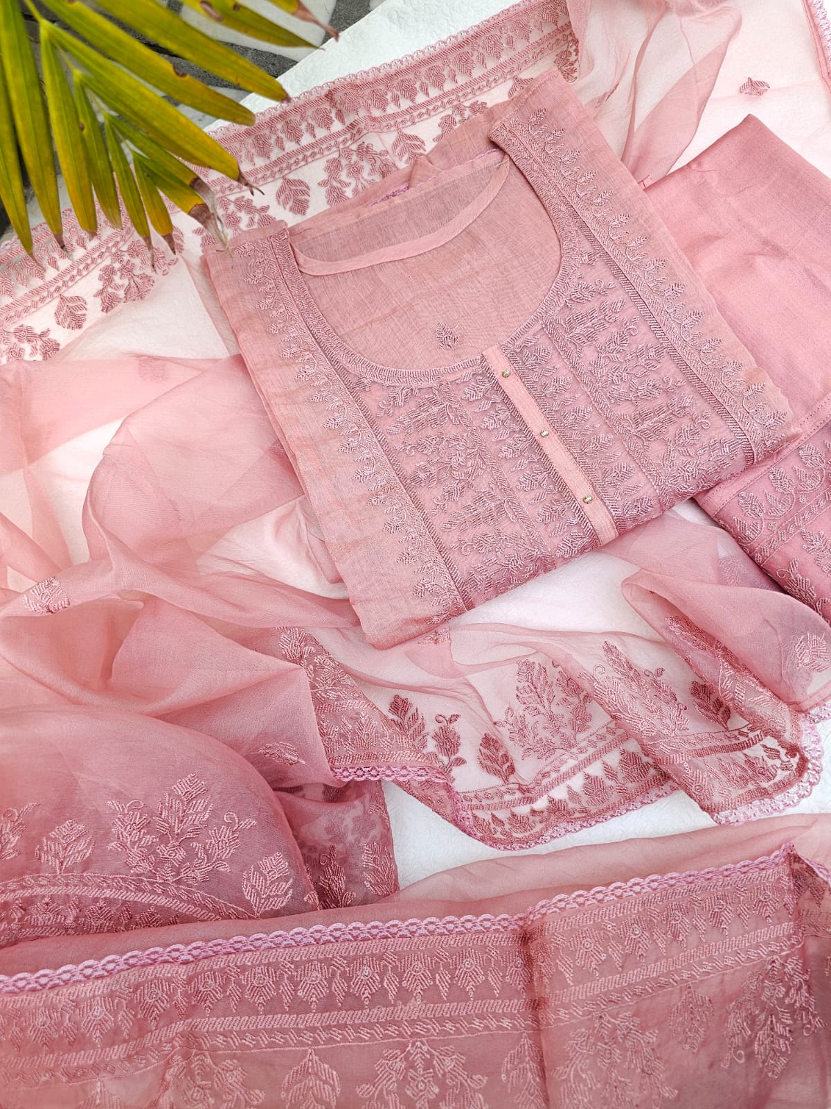 Chanderi Semi-stitched Suit Set