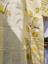 Handpainted Linen Semi-stitched Suit Set
