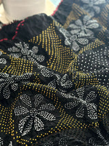 Black Floral Pure Gajji Silk Bandhani Saree
