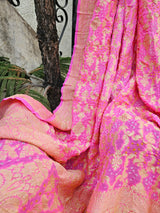 Light Pink Pure Banarsi Georgette Bandhani Dupatta