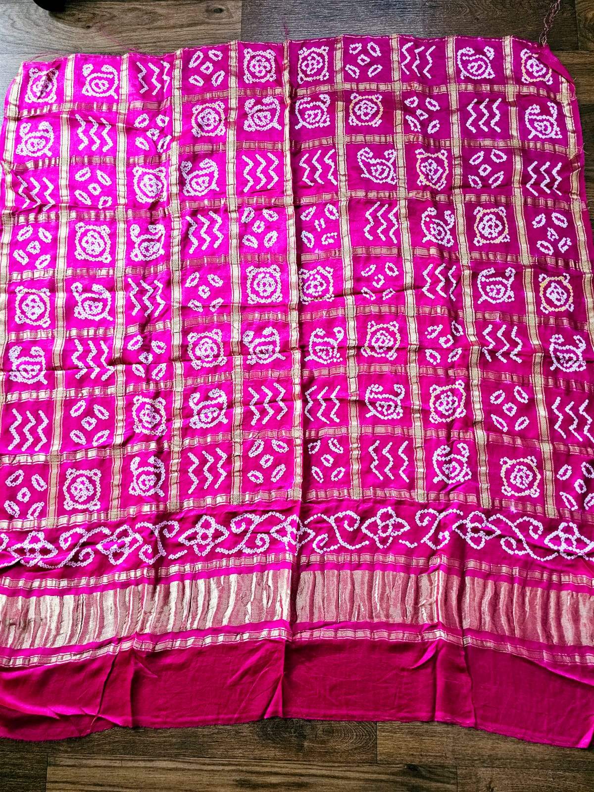 Pink Pure Gajji Bandhani Blouse Fabric