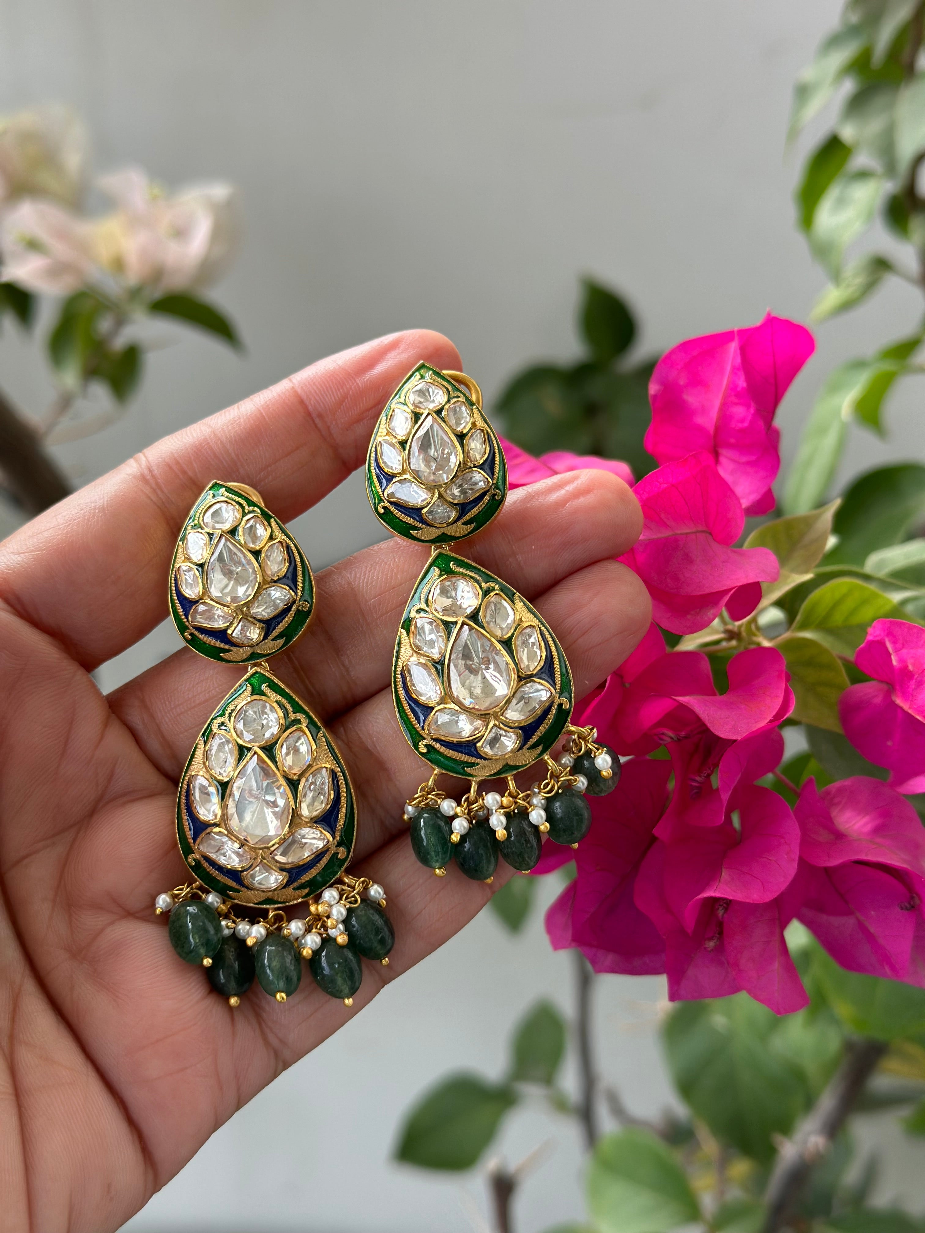 Designer Kundan and meenakari Earring – India1001.com