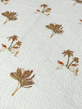 Elegant Harmony King Size Quilted Blockprint Reversible Mulmul Bedcover (108x108 inches)