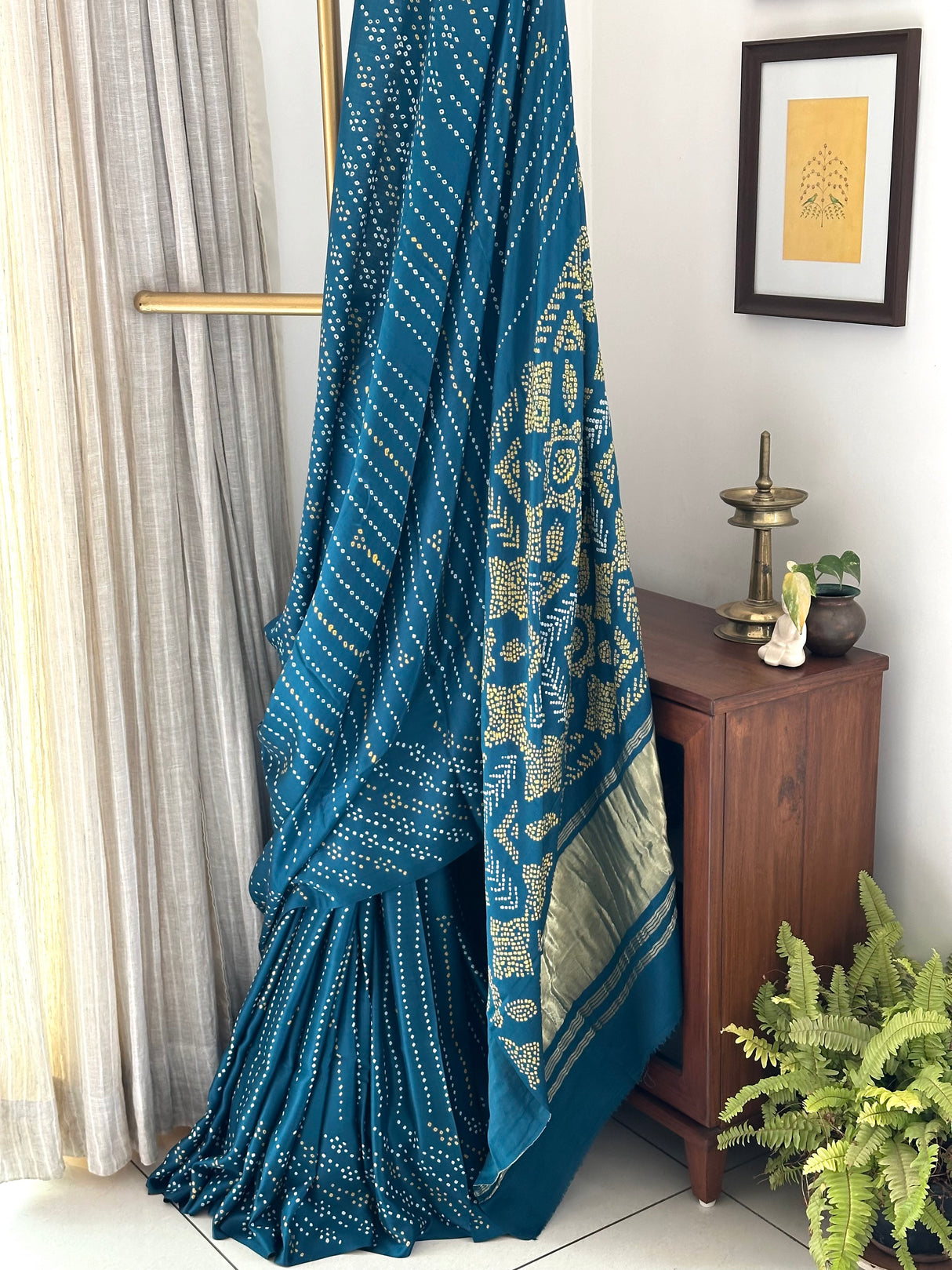 Blue Stylish Pure Gajji Silk Bandhani Saree