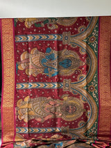 Dashavtaram Theme Pure Kanjivaram Silk Kalamkari Saree