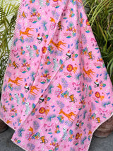 Pink Jungle Animals Reversible Kids Cotton Blanket