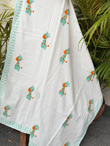 White Giraffe Handblock Printed Reversible Kids Cotton Blanket