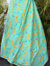 White Giraffe Handblock Printed Reversible Kids Cotton Blanket
