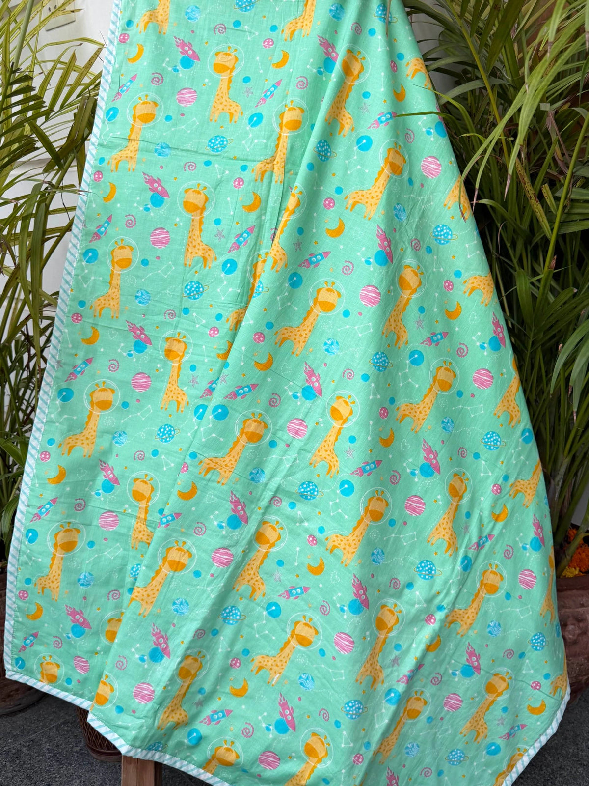 Giraffe Adventure Printed Reversible Kids Cotton Blanket