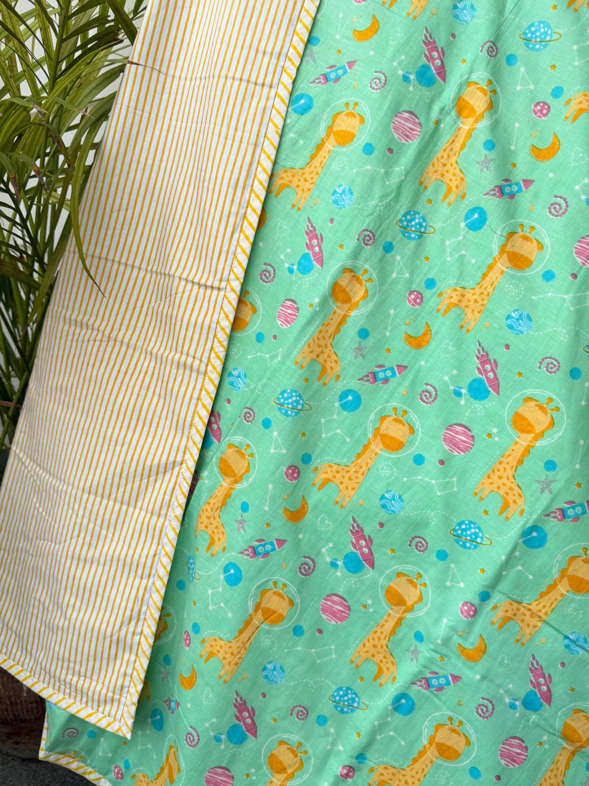 Giraffe Space Reversible Kids Cotton Blanket