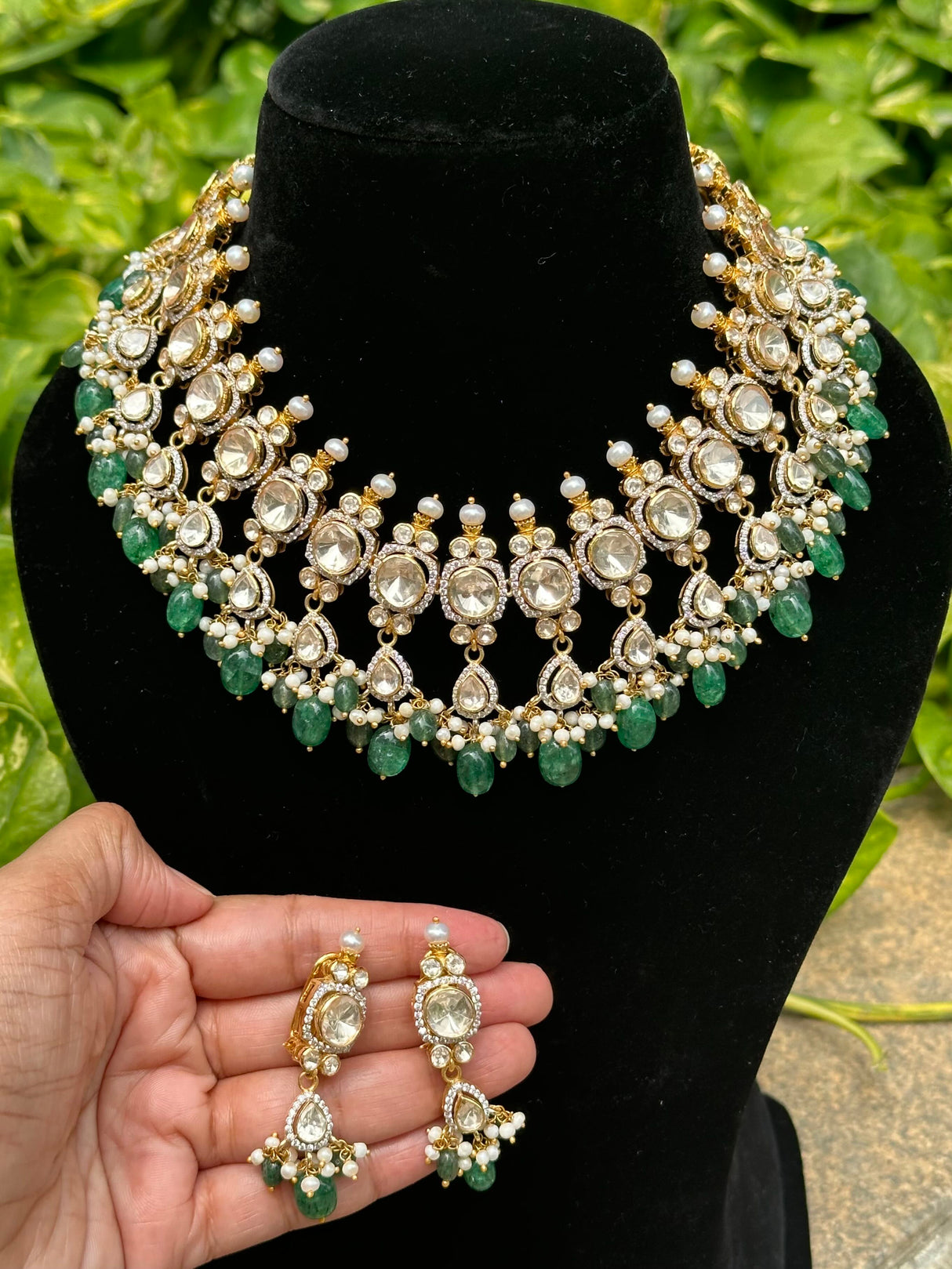 Handcrafted 92.5 Silver Statement Necklace with Earrings