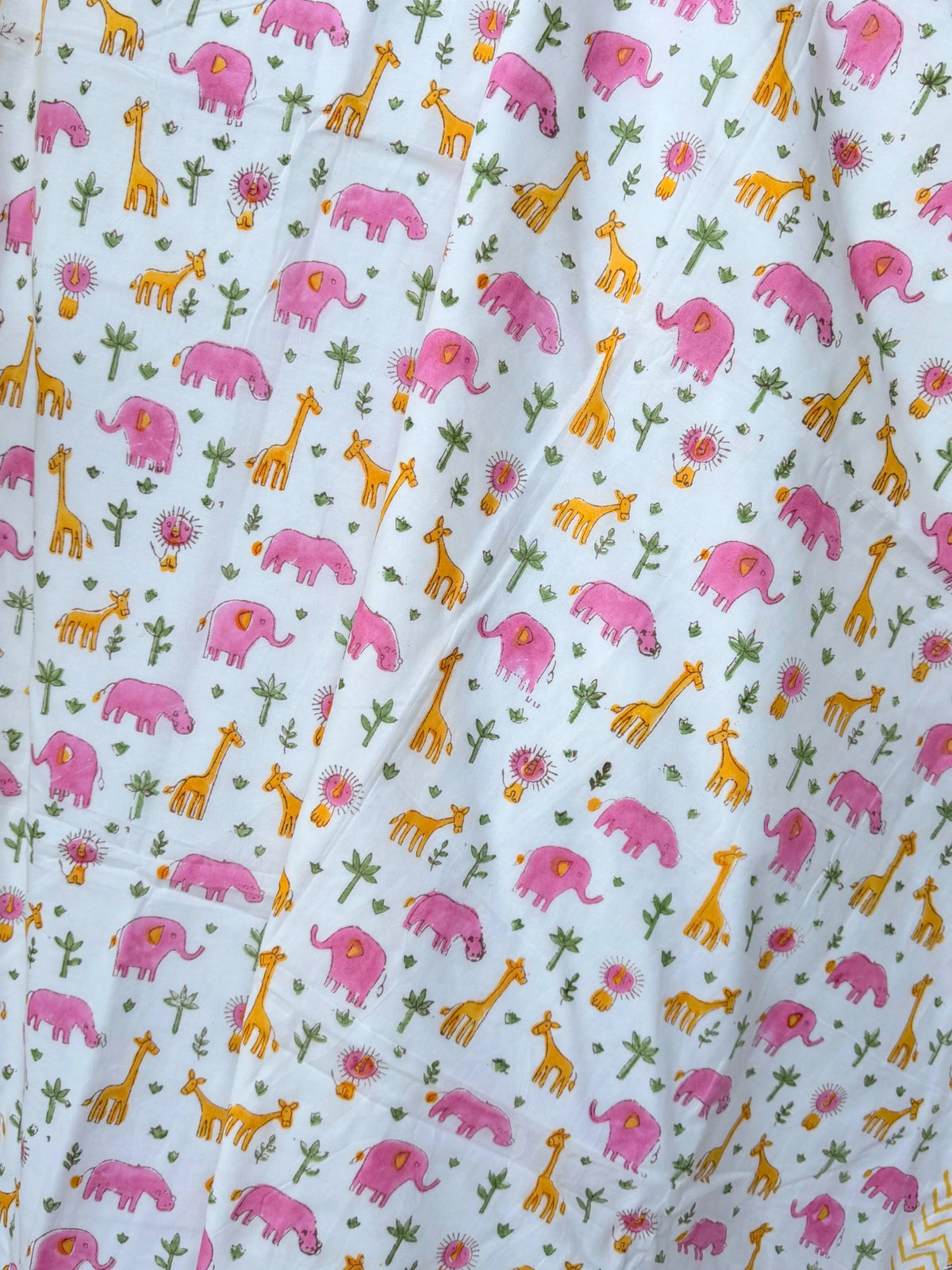 Pink Elephant & Giraffe Printed Reversible Kids Cotton Blanket