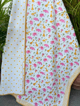 Pink Elephant & Giraffe Printed Reversible Kids Cotton Blanket